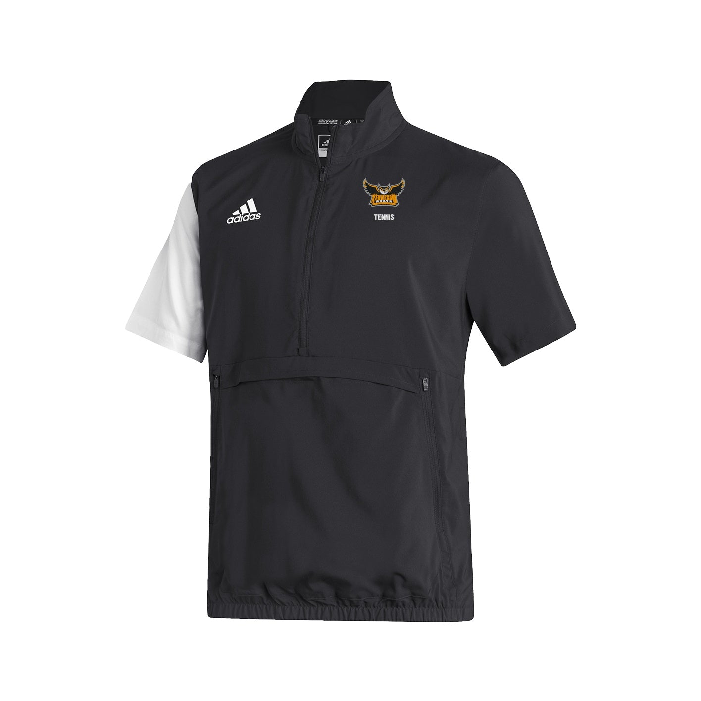 Kennesaw State Owls Stadium 1/4 Zip Woven Short Sleeve - Black - White : adidas : TENNIS
