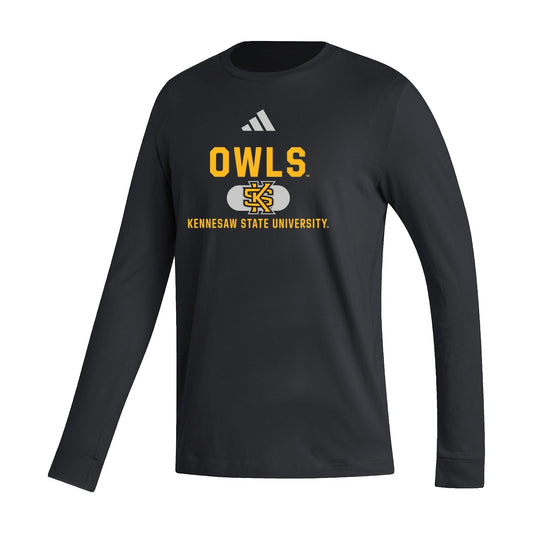 Kennesaw State Owls Men's Fresh Long Sleeve Tee  - Black : adidas