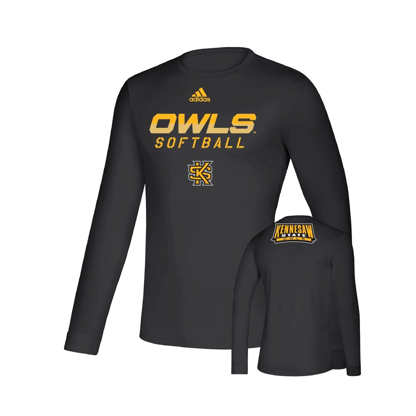 Kennesaw State Owls Creator Long Sleeve Tee - Black : adidas : SOFTBALL